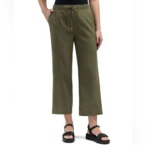 ELLEN TRACY LINEN PANTS CAPRI LINE BLEND DRAWSTRING WAIST PULL-ON SIZE LARGE NWT